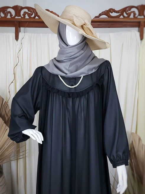 Gamis Dress Ceruty Baby Doll Polos Black 2 black_2