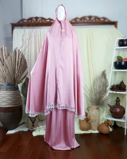 Mukena MUKENA SATIN LACE BABY PINK<br>(AB-MK01-MKLA) 2 mk_satin_pink_1a