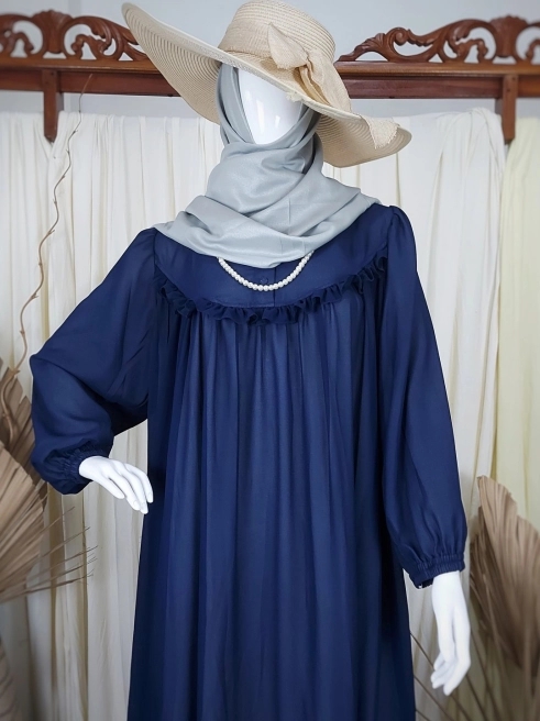 Gamis Dress Ceruty Baby Doll Polos Navy 2 navy_2