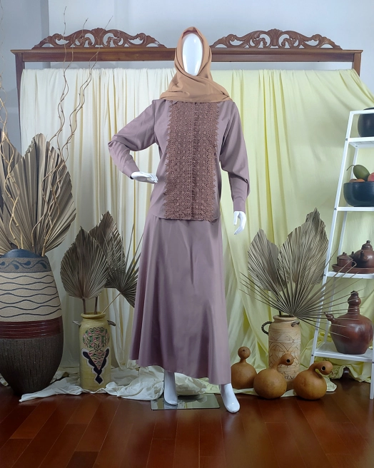 Tuniq Set Cotton Umbrella Embro Nude<br>AB-CST02-CUE 1 tunik_web_013