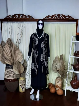 Long Kardigan Batik Black S